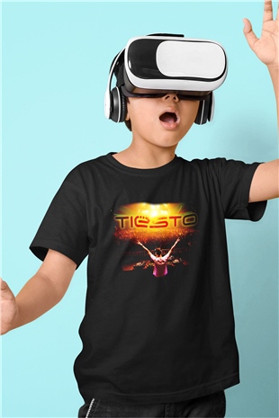 Tiesto Baskılı Siyah Unisex Çocuk Tişört