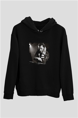 Tiesto Baskılı Unisex Siyah Hoodie