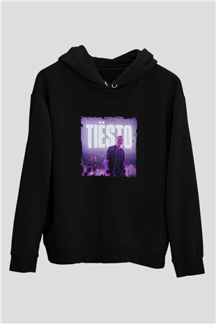 Tiesto Baskılı Unisex Siyah Hoodie
