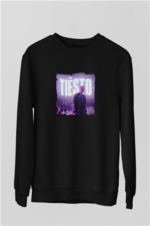 Tiesto Baskılı Unisex Siyah Sweatshirt