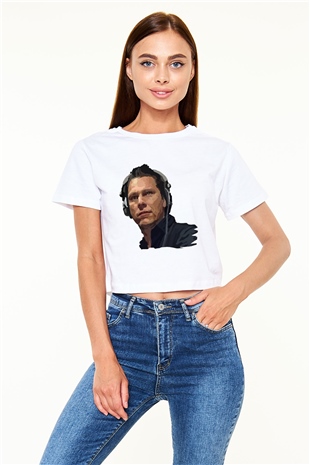 Tiesto Beyaz Croptop Tişört