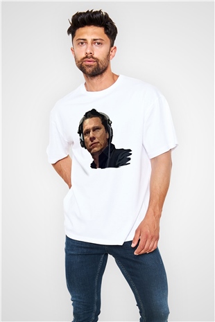 Tiesto Beyaz Unisex Oversize Tişört T-Shirt