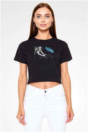 Tiesto Siyah  Crop Top Tişört
