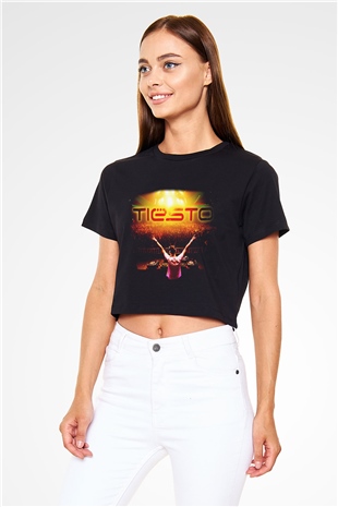 Tiesto Siyah Crop Top Tişört