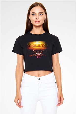 Tiesto Siyah Crop Top Tişört