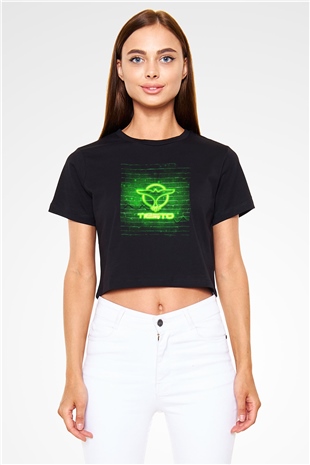 Tiesto Siyah  Crop Top Tişört