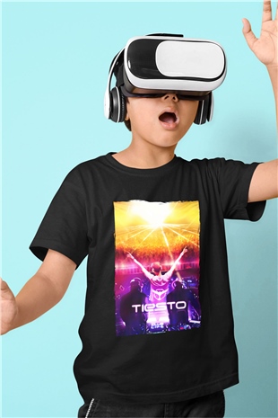 Tiesto Siyah Unisex Çocuk Tişört
