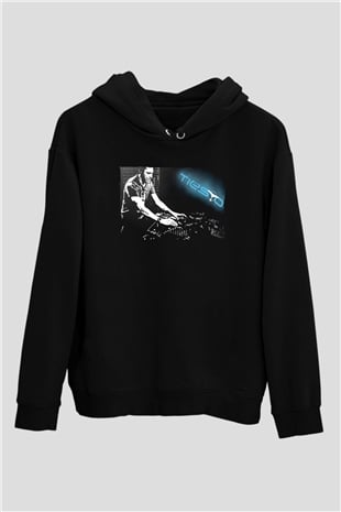 Tiesto Siyah Unisex Kapüşonlu Sweatshirt