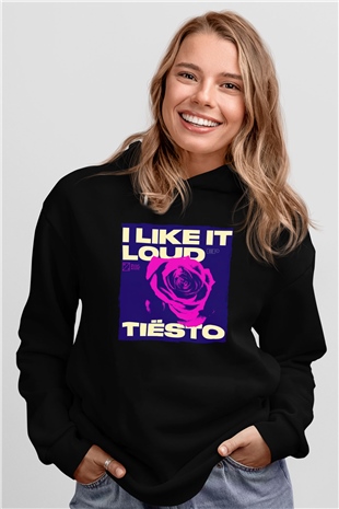 Tiesto Siyah Unisex Kapüşonlu Sweatshirt