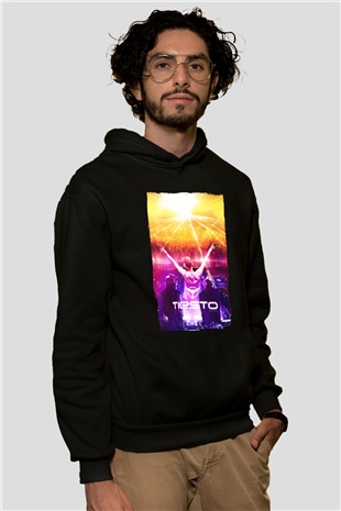 Tiesto Siyah Unisex Kapüşonlu Sweatshirt