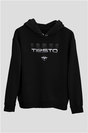 Tiesto Siyah Unisex Kapüşonlu Sweatshirt