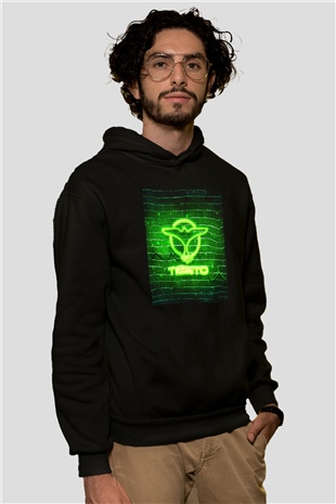 Tiesto Siyah Unisex Kapüşonlu Sweatshirt