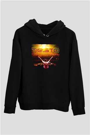 Tiesto Siyah Unisex Kapüşonlu Sweatshirt