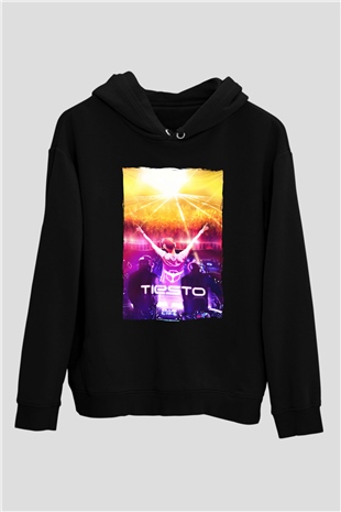 Tiesto Siyah Unisex Kapüşonlu Sweatshirt