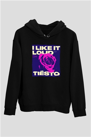 Tiesto Siyah Unisex Kapüşonlu Sweatshirt