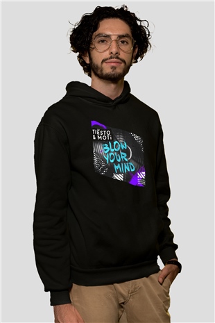 Tiesto Siyah Unisex Kapüşonlu Sweatshirt