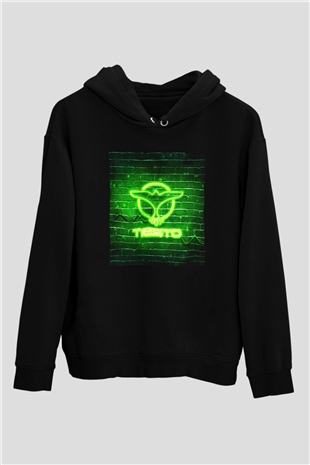 Tiesto Siyah Unisex Kapüşonlu Sweatshirt