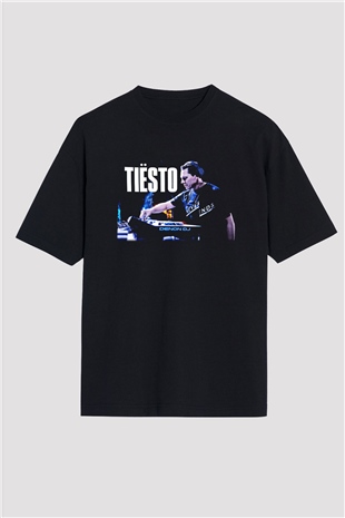 Tiesto Siyah Unisex Oversize Tişört T-Shirt