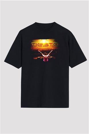 Tiesto Siyah Unisex Oversize Tişört T-Shirt