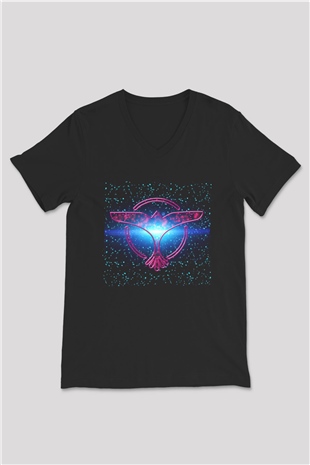 Tiesto Siyah Unisex V Yaka Tişört