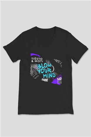Tiesto Siyah Unisex V Yaka Tişört