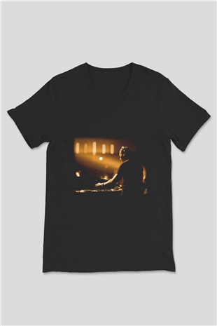 Tiesto Siyah Unisex V Yaka Tişört T-Shirt
