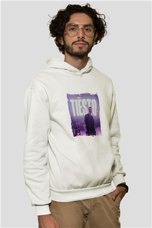 TiestoBaskılı Beyaz Hoodie