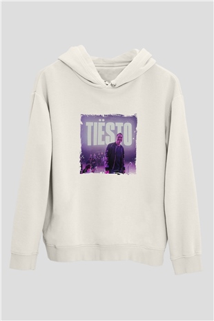 TiestoBaskılı Beyaz Hoodie