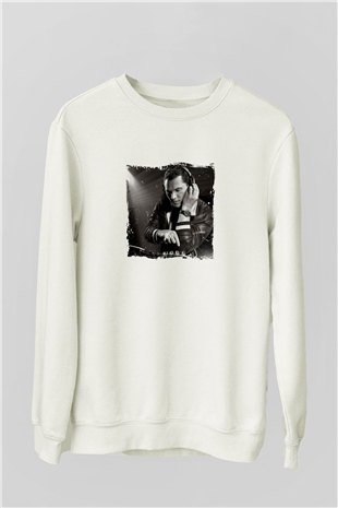 TiestoBaskılı Beyaz Sweatshirt