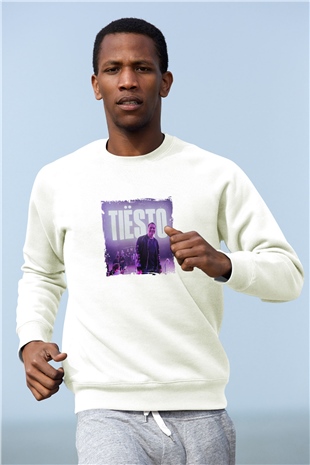 TiestoBaskılı Beyaz Sweatshirt