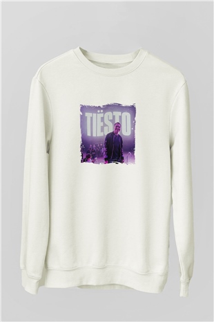 TiestoBaskılı Beyaz Sweatshirt