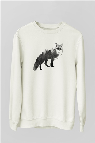 Tilki Beyaz Unisex Sweatshirt