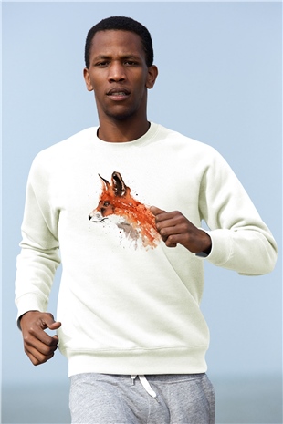 Tilki Beyaz Unisex Sweatshirt