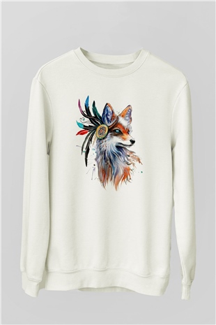 Tilki Beyaz Unisex Sweatshirt