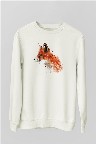 Tilki Beyaz Unisex Sweatshirt