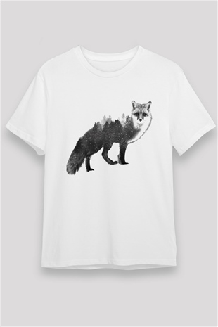 Tilki Beyaz Unisex Tişört T-Shirt - TişörtFabrikası