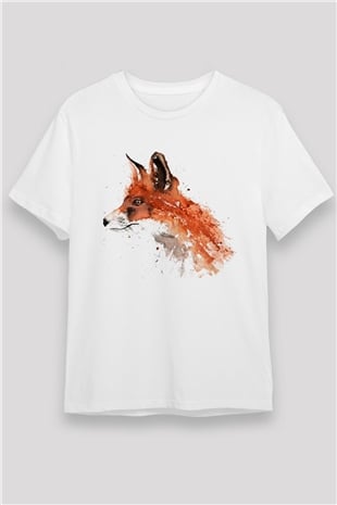Tilki Beyaz Unisex Tişört T-Shirt - TişörtFabrikası