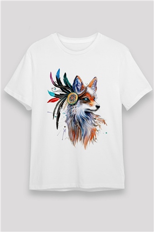 Tilki Beyaz Unisex Tişört T-Shirt - TişörtFabrikası