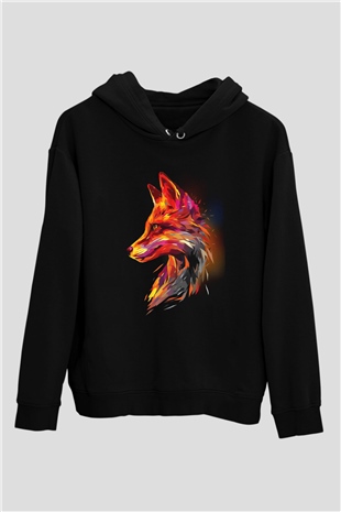 Tilki Siyah Unisex Hoodie