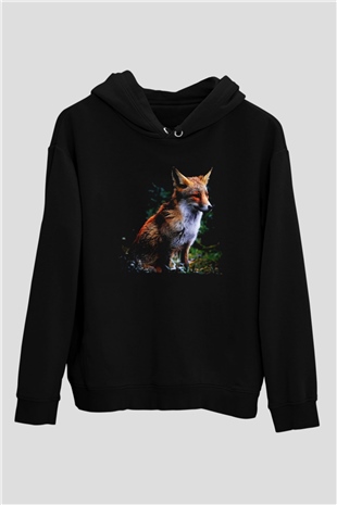 Tilki Siyah Unisex Hoodie