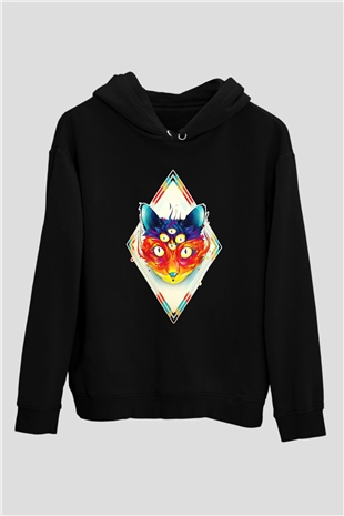 Tilki Siyah Unisex Hoodie