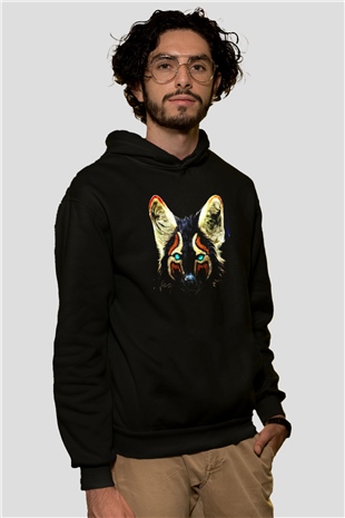 Tilki Siyah Unisex Hoodie