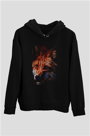 Tilki Siyah Unisex Hoodie
