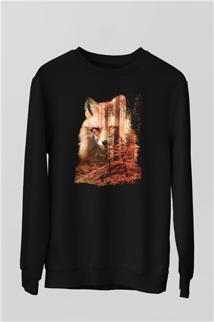 Tilki Siyah Unisex Sweatshirt
