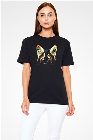Tilki Siyah Unisex Tişört T-Shirt - TişörtFabrikası