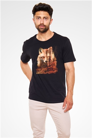 Tilki Siyah Unisex Tişört T-Shirt - TişörtFabrikası