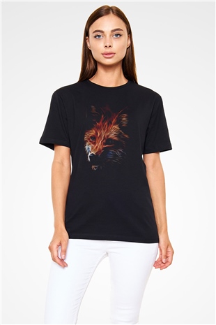 Tilki Siyah Unisex Tişört T-Shirt - TişörtFabrikası