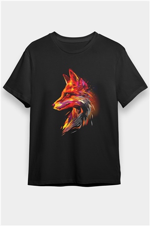 Tilki Siyah Unisex Tişört T-Shirt - TişörtFabrikası