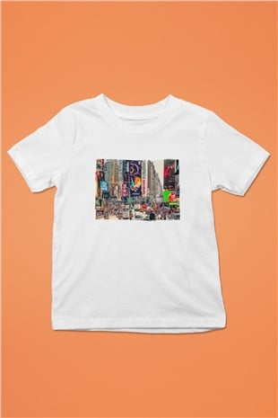 Times Square Beyaz Unisex Çocuk Tişört