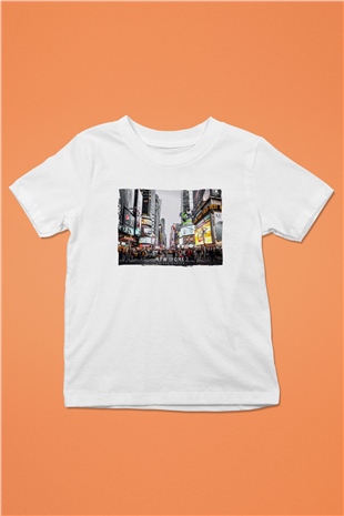 Times Square Beyaz Unisex Çocuk Tişört
